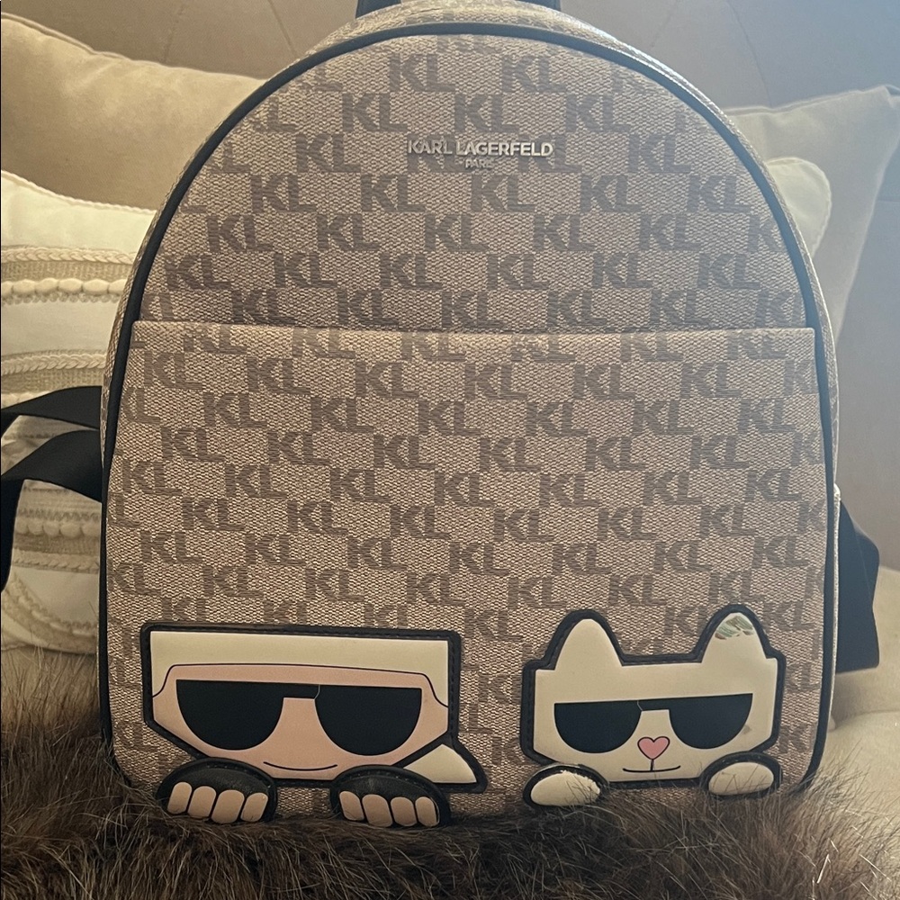 Karl Lagerfeld Brown and Black Backpack